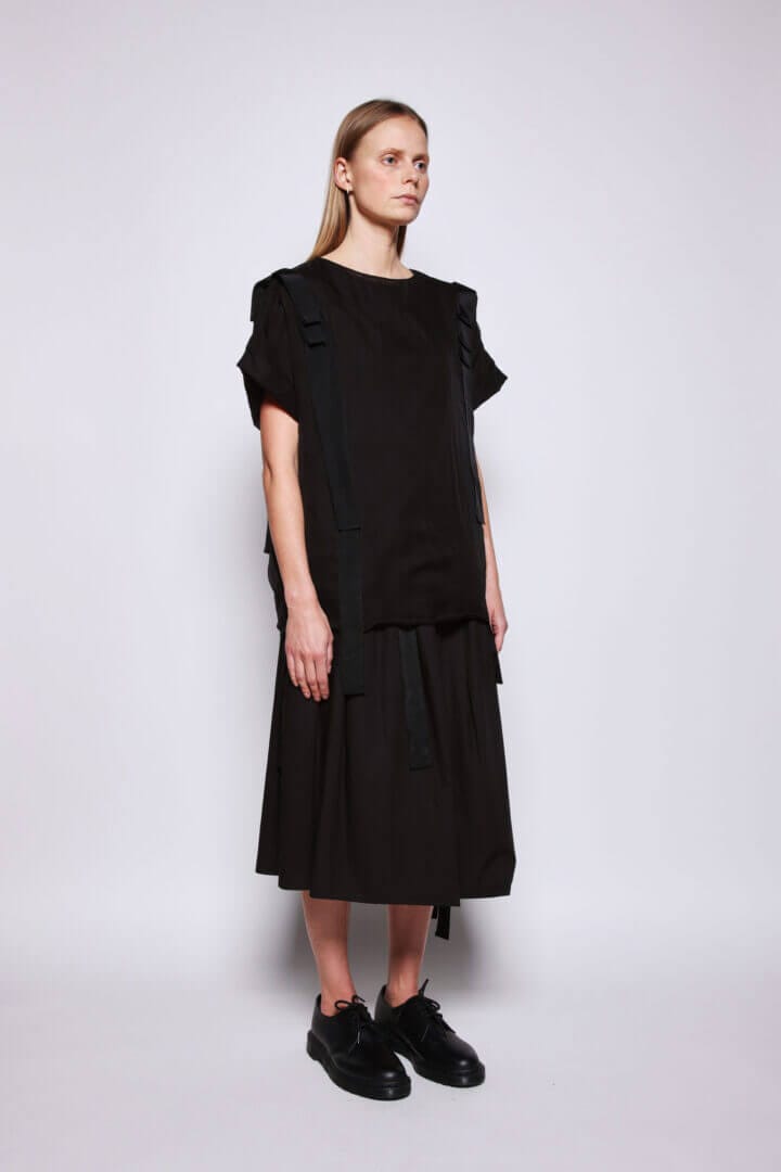 Silk chiffon T-Shirt Top with Grosgrain Detail - Image 2