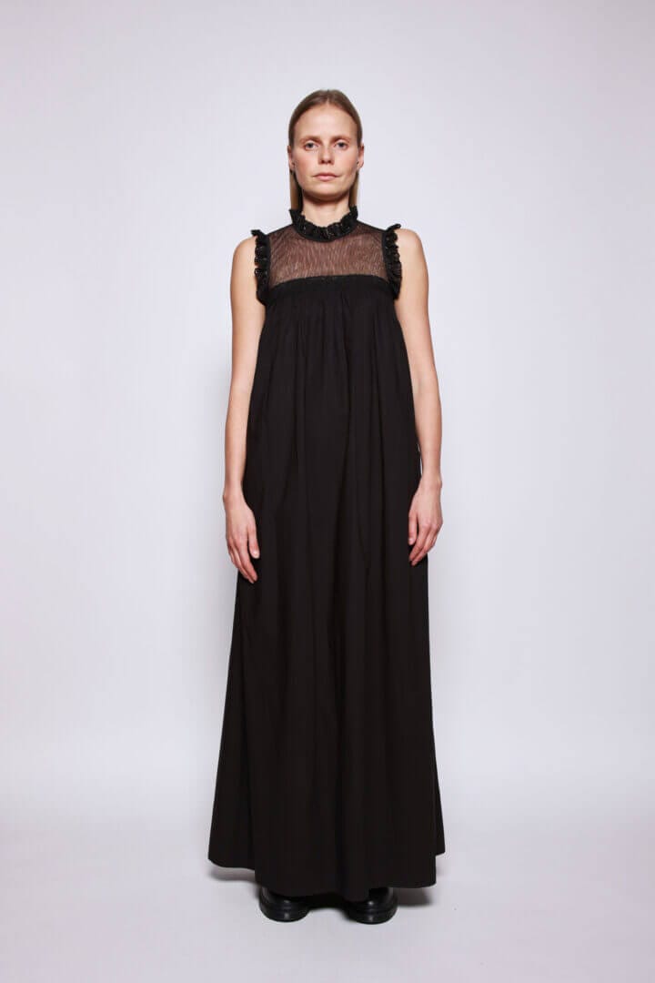 Cotton Dress with Lace Detail