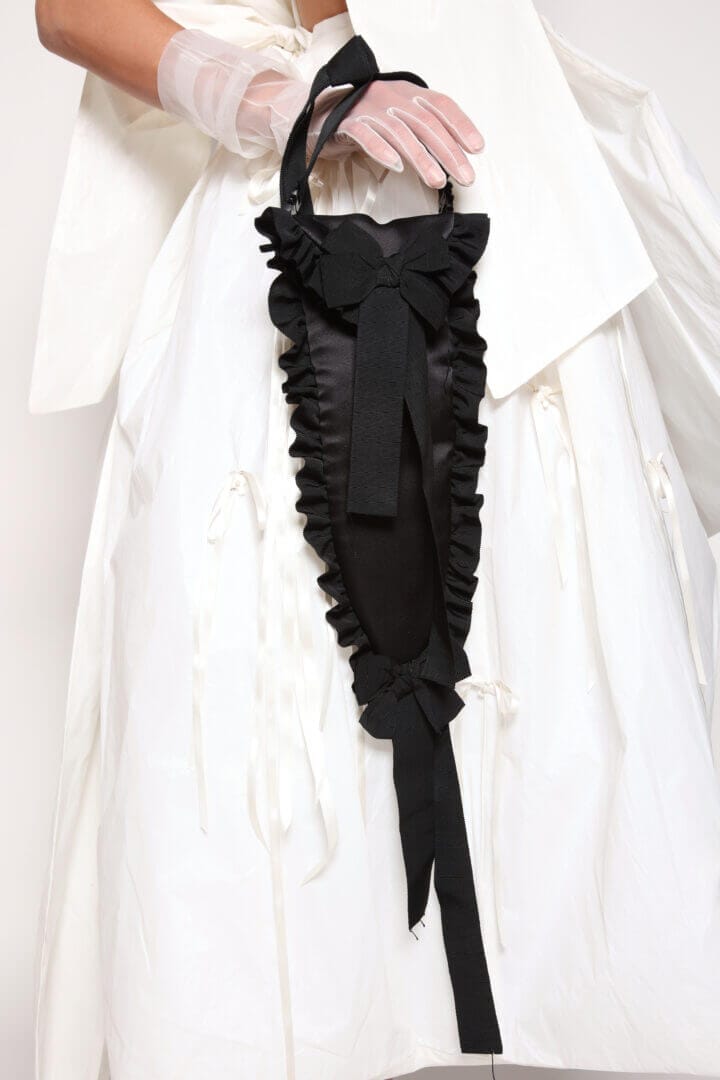 Satin Baguette Bag with Trim Detail