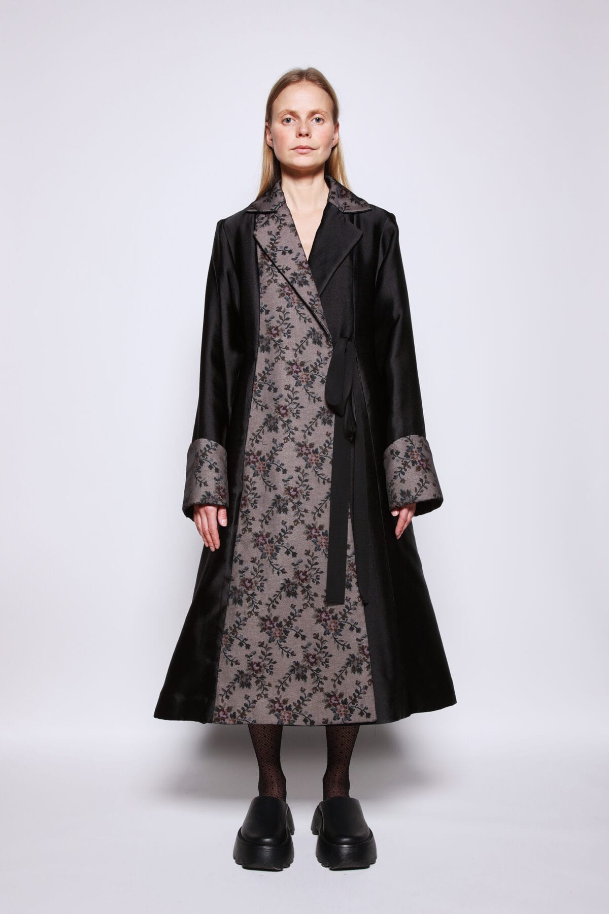 Tapestry Mixed Media A-line Coat