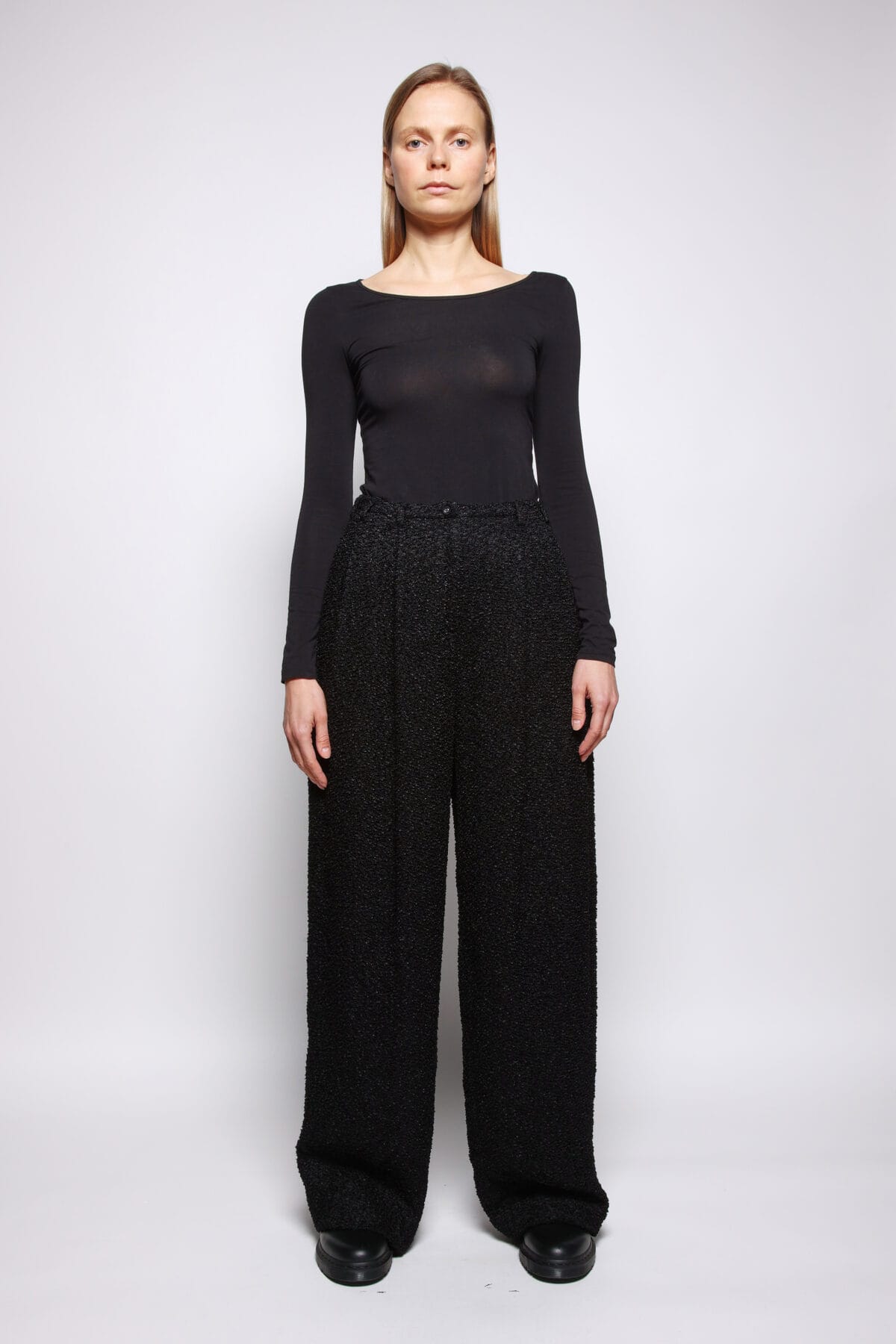 Boucle Jacquard Pant with Pleats