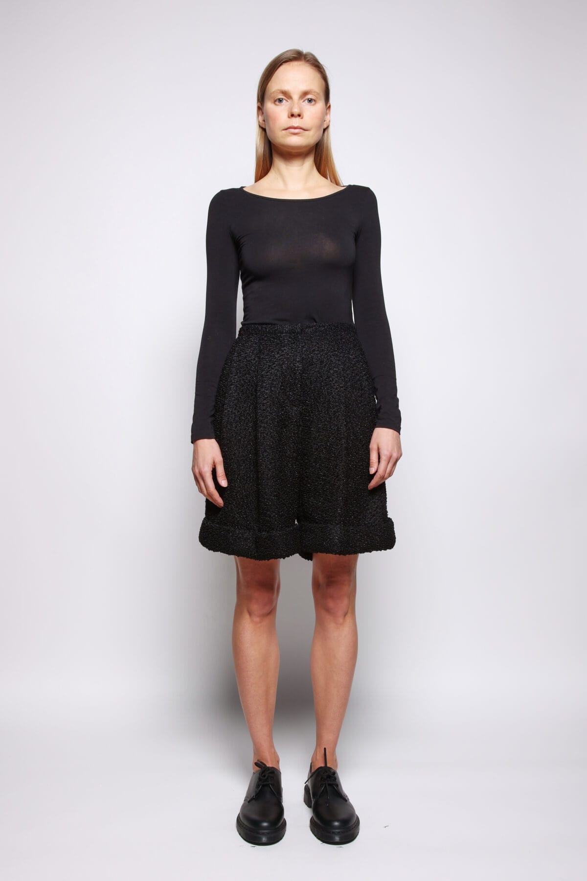 Boucle Jacquard Short With Pleats