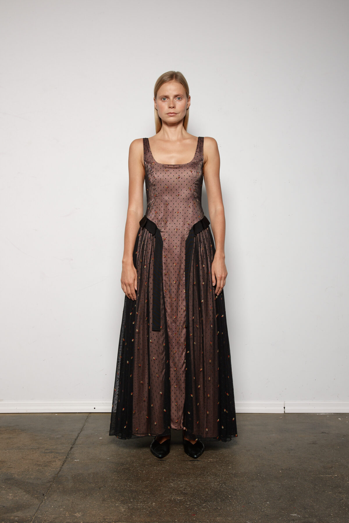 Kulzhan Embroidery Drop Waist Dress w/ Trimmings