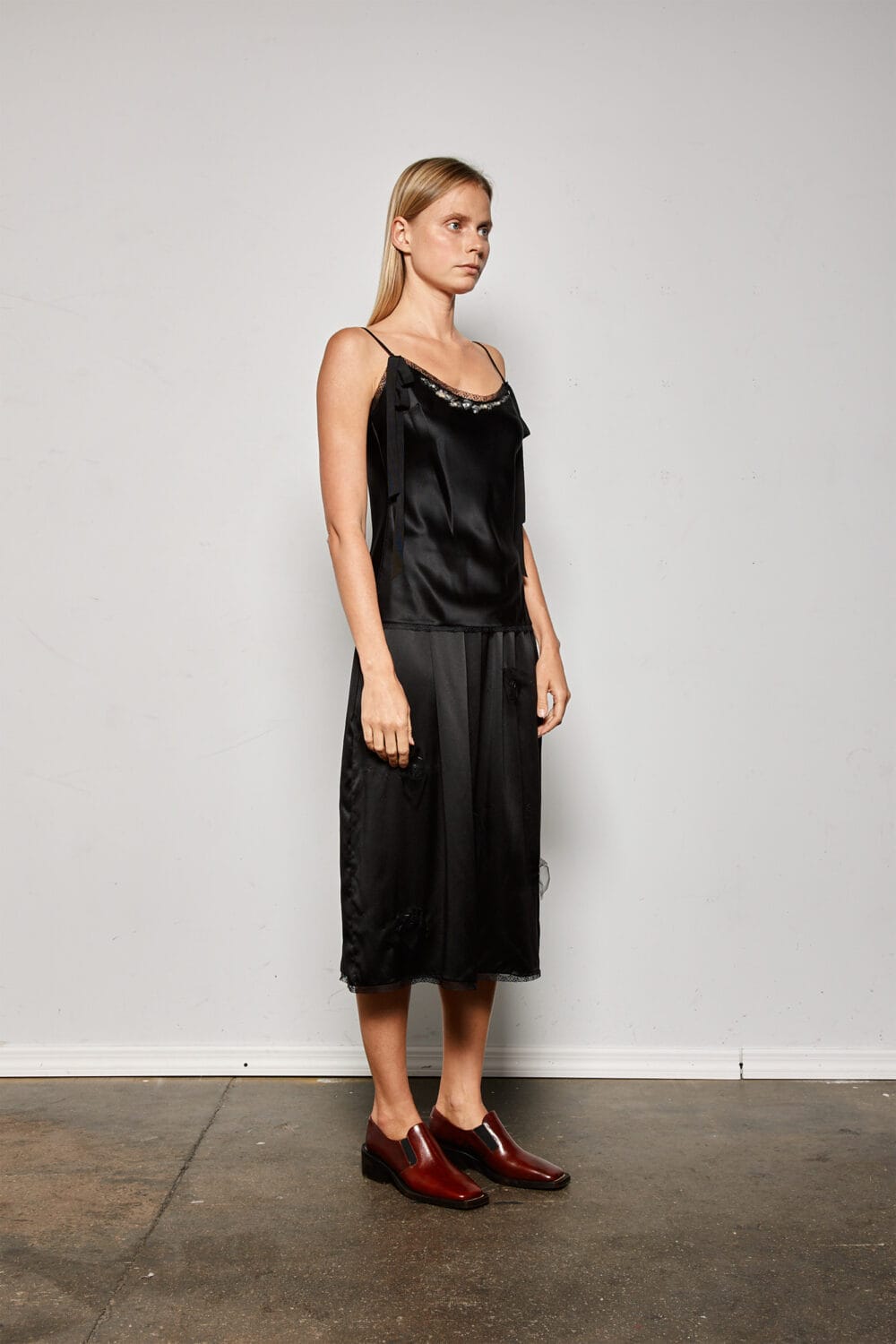 Black Silk Beaded Top w/ Trim - Image 2