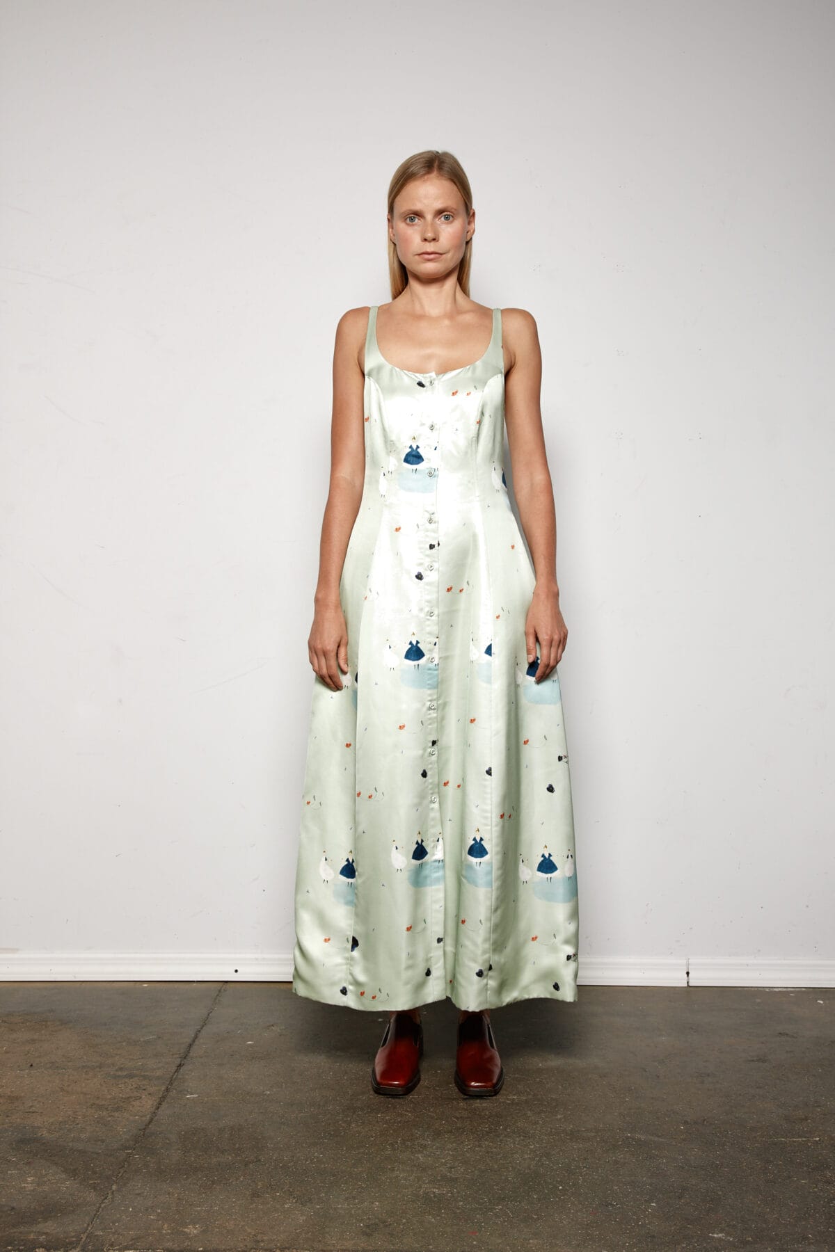 Victoria Paneled Satin Print Dress