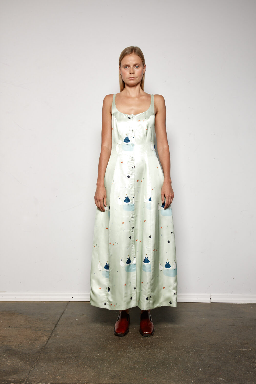 Victoria Paneled Satin Print Dress