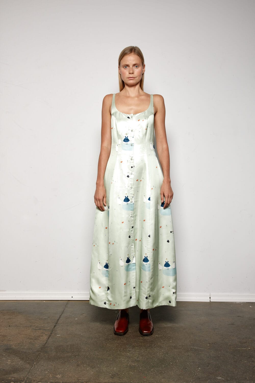 Victoria Paneled Satin Print Dress