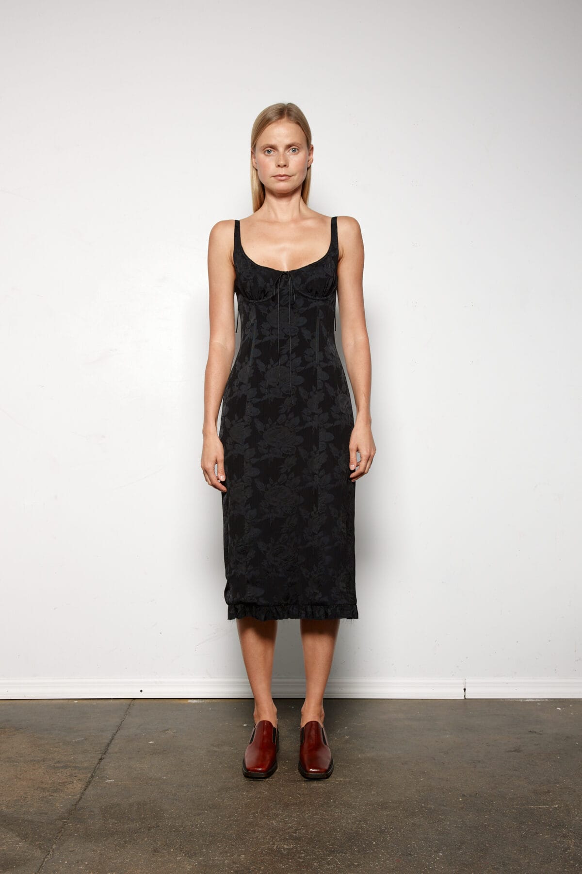 Alia Jacquard Corset Dress w/ Tie Detail