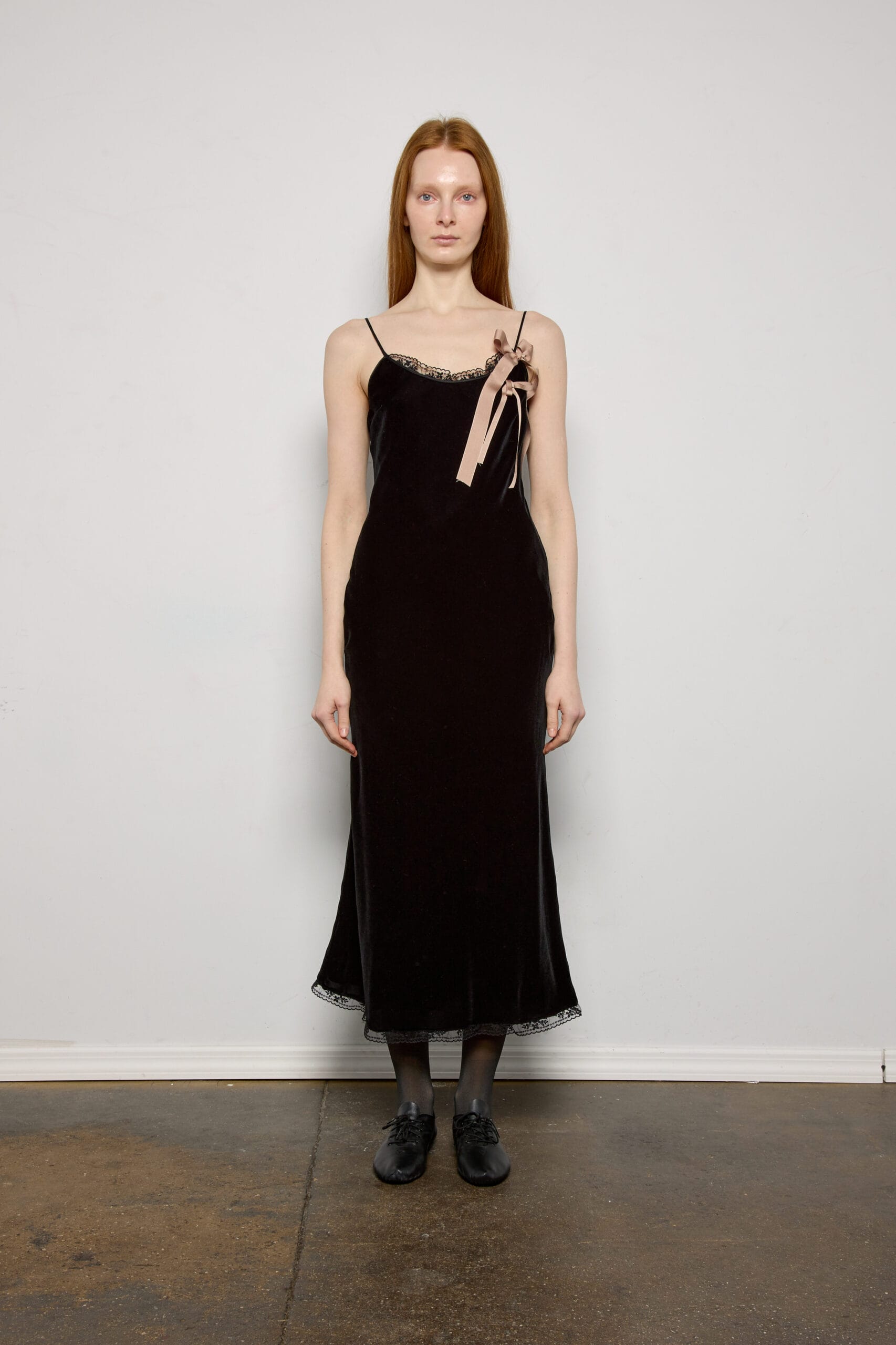 Velvet Midi Slip w/ Bow Detail