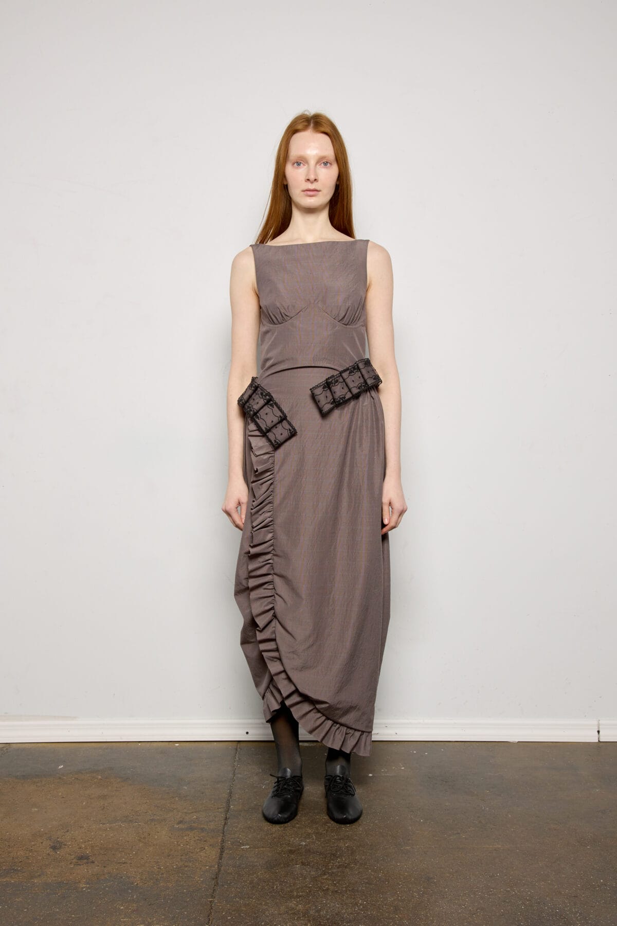 Plaid Ruffle Sculpted Cinch Dress