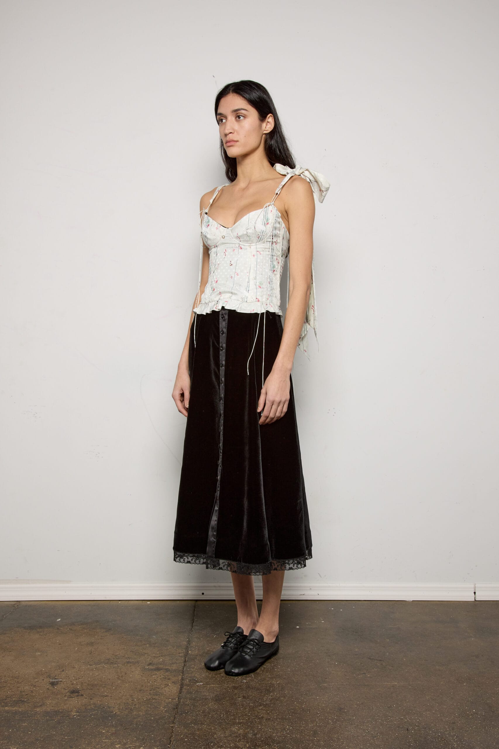 Print Fitted Bustier Top w/ Ties - Image 2