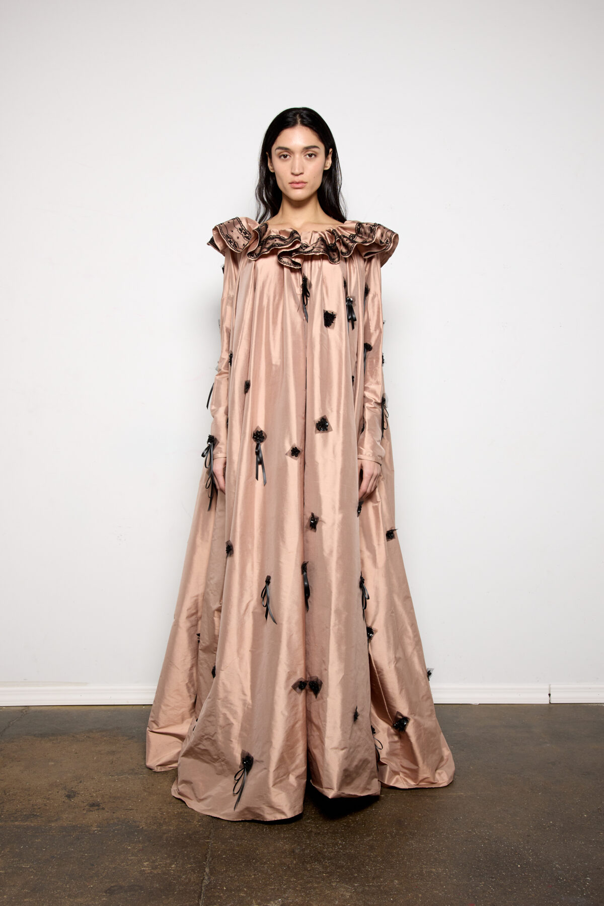 Pink Pierrot Cape Dress w/ Hand Beading