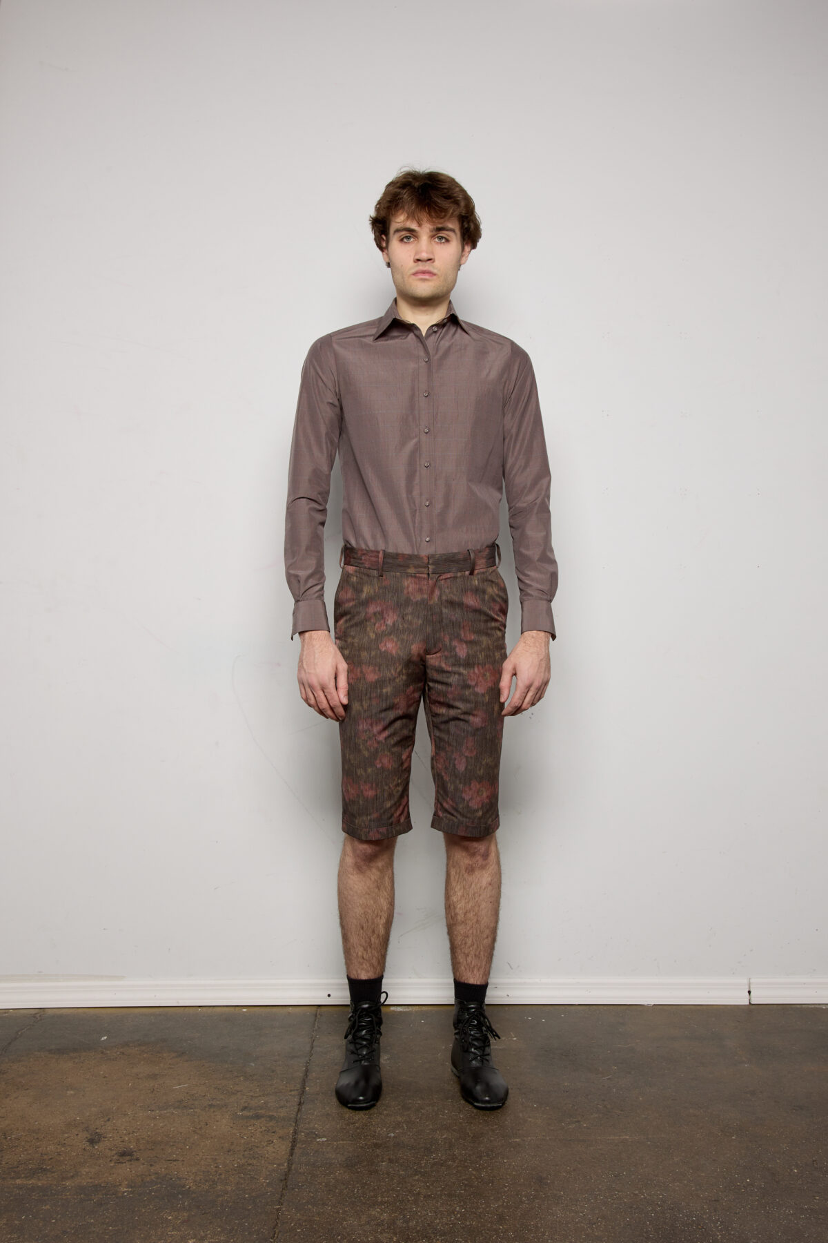 Men's Floral Jacquard Slim Cigarette Short