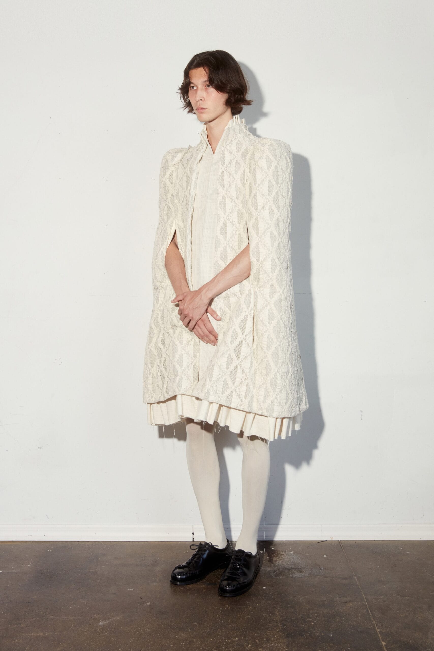 Cream Lace Cape Coat (Mens/Unisex) - Image 2