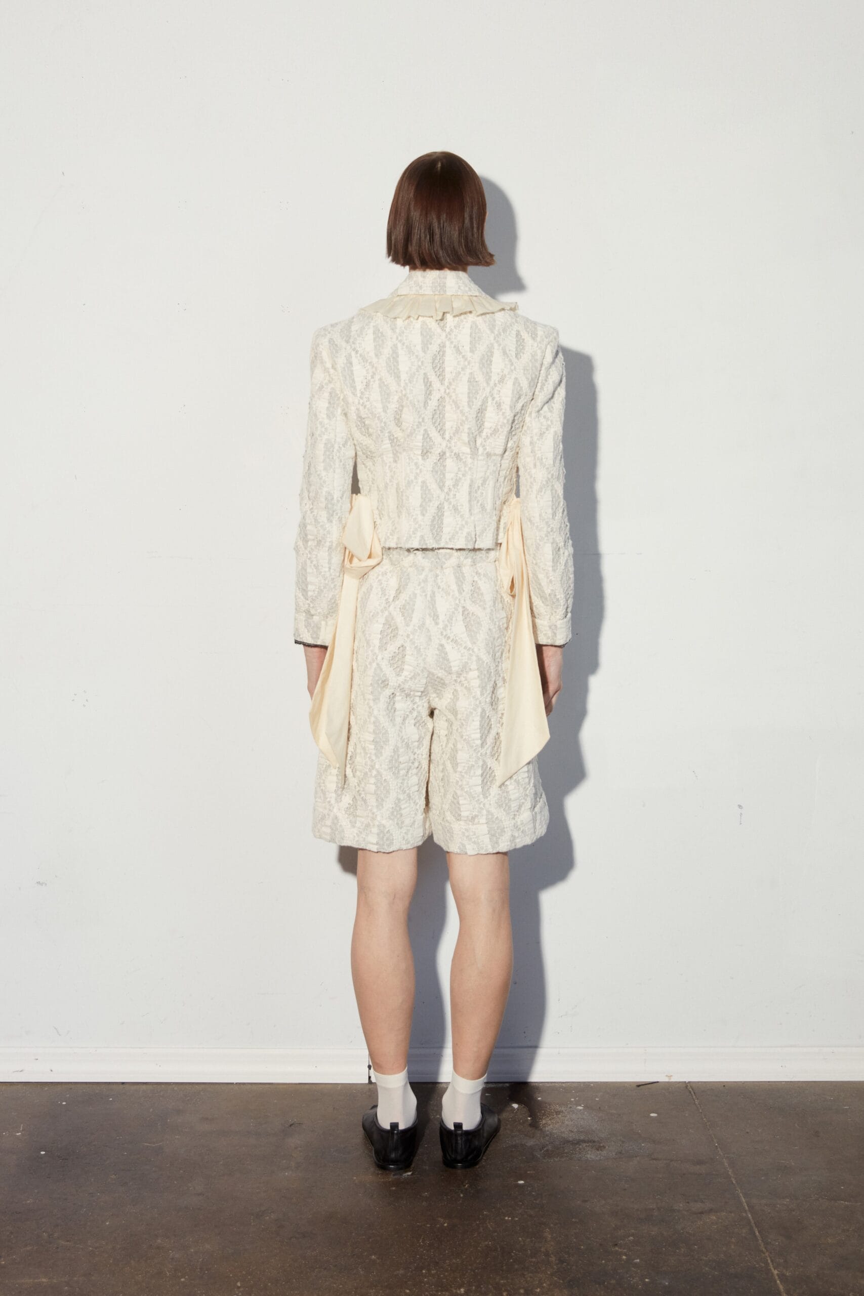 Cream Lace Overlay Structured Jacket - Image 3