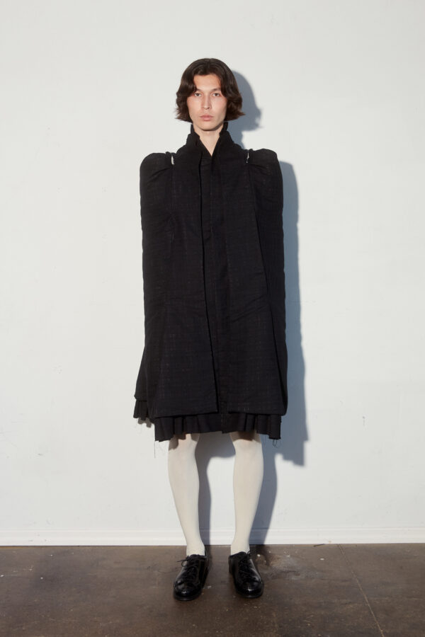 Basket Weave Cotton Cape Coat (Mens/Unisex)