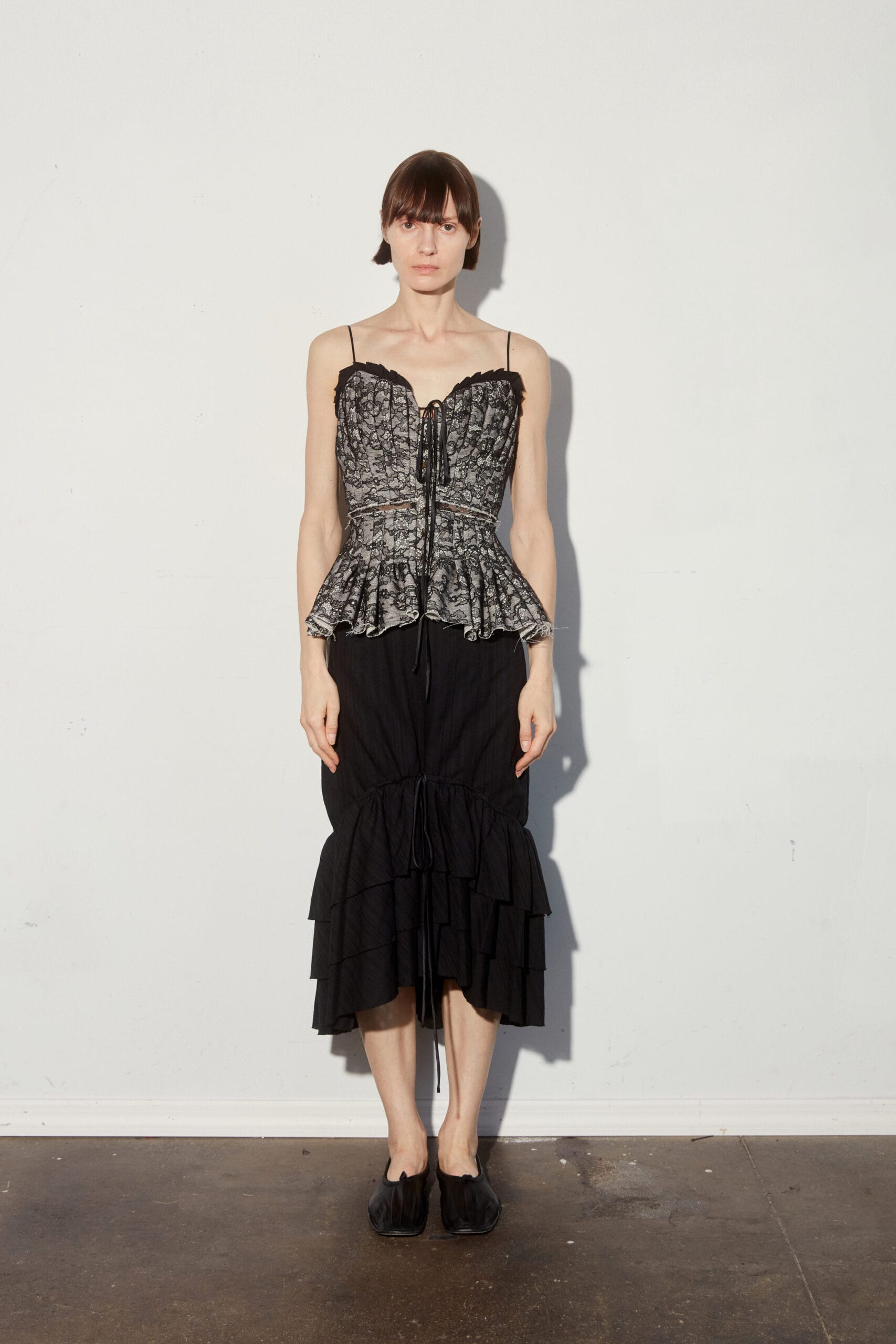 Corded Lace Structured Pleat Top