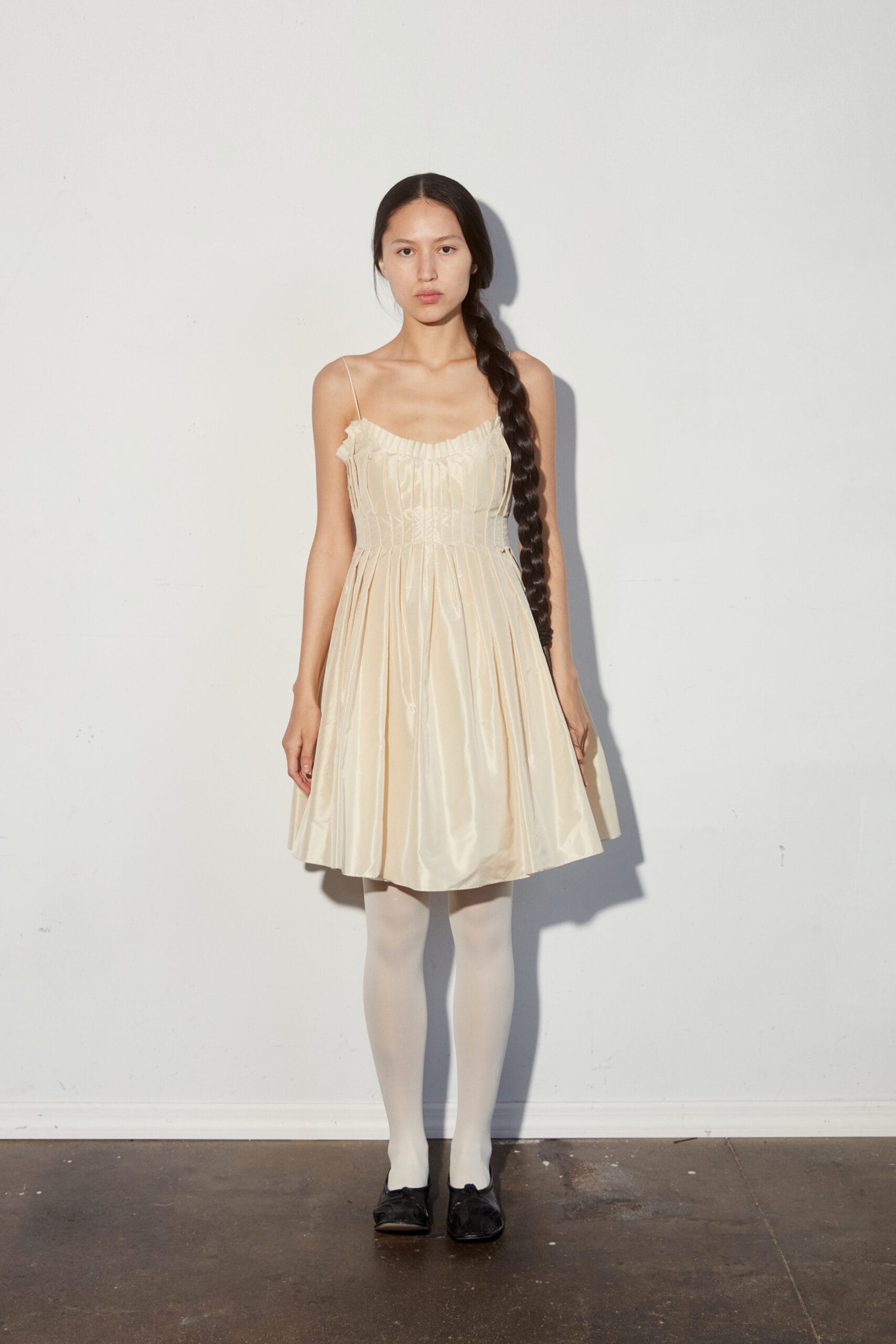 Silk Taffeta Pleated Corset Dress