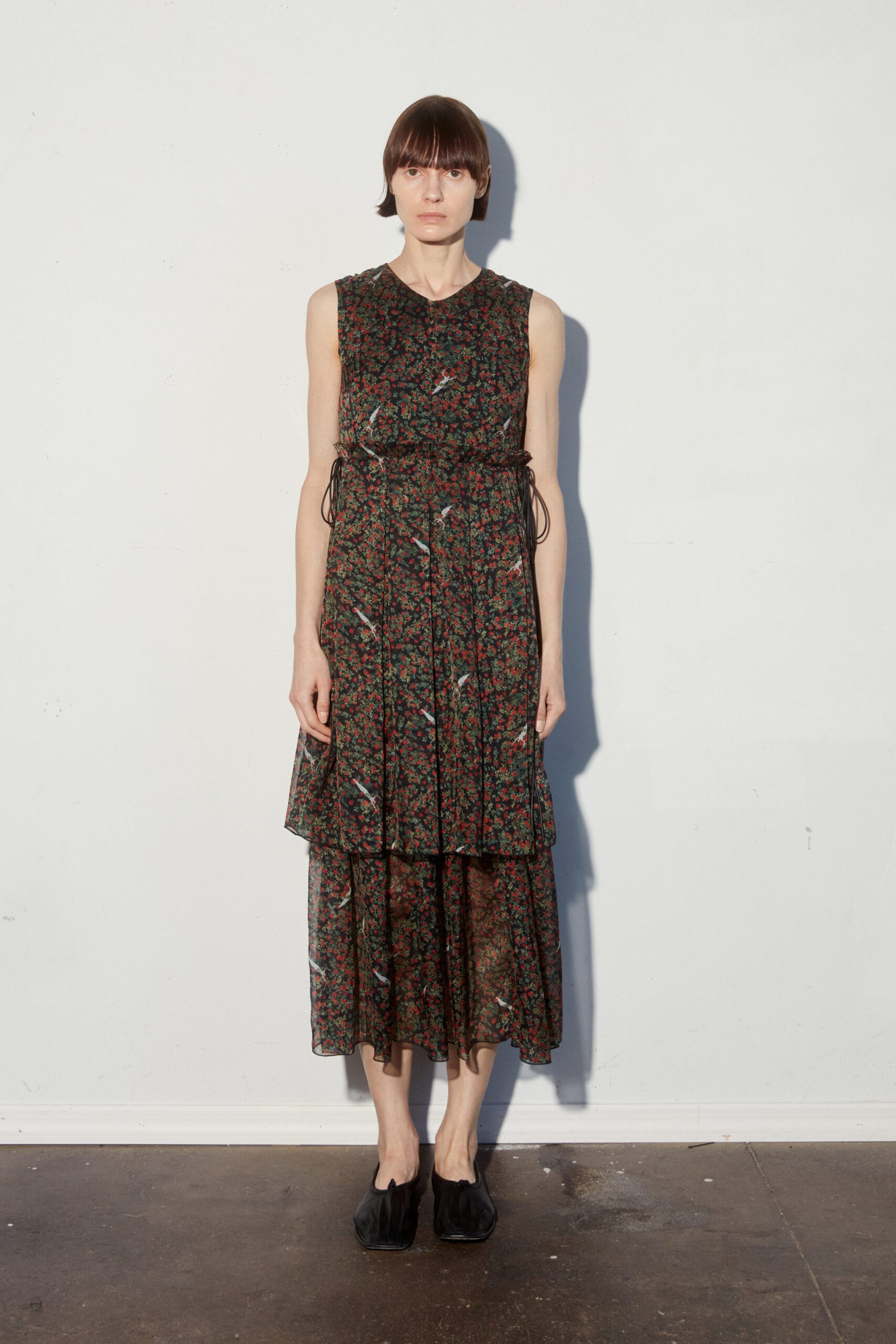 Floral Print Silk Chiffon Shift Dress