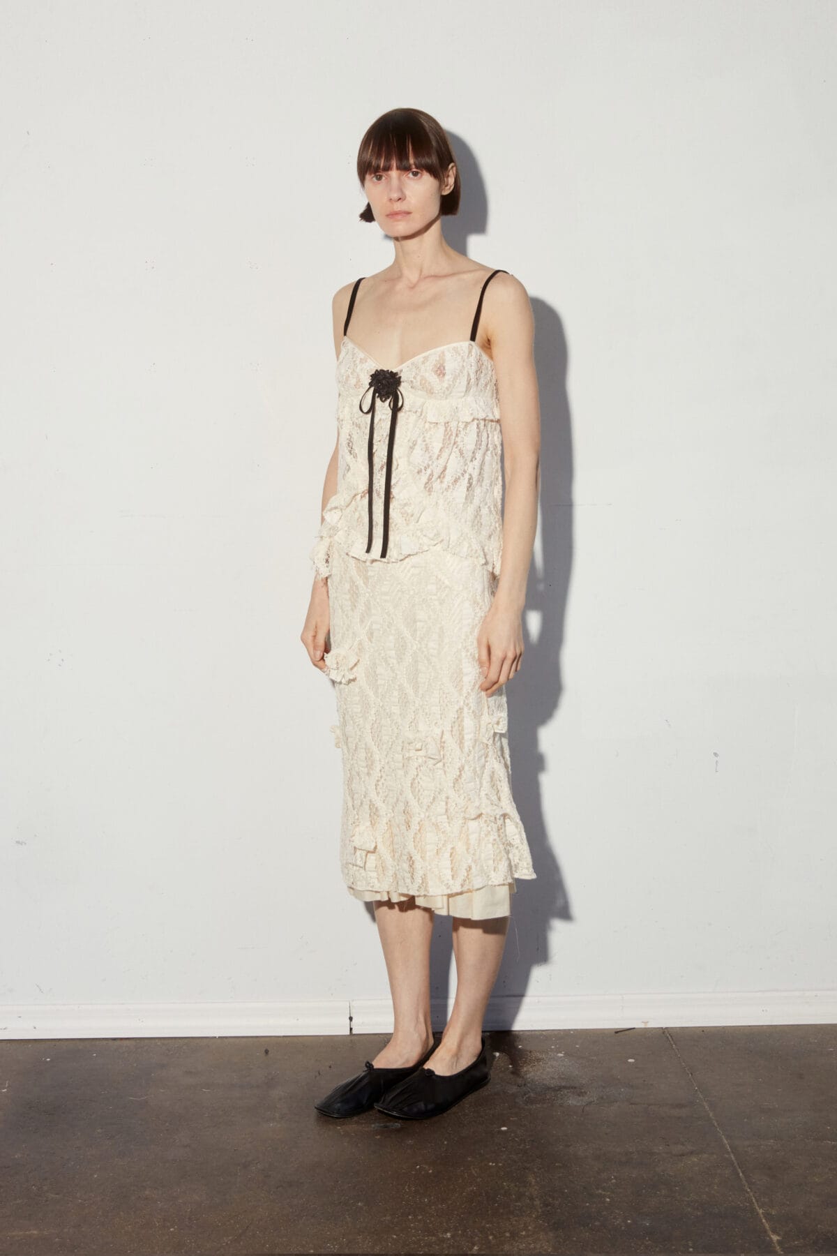 Cream Lace Ruffle Top