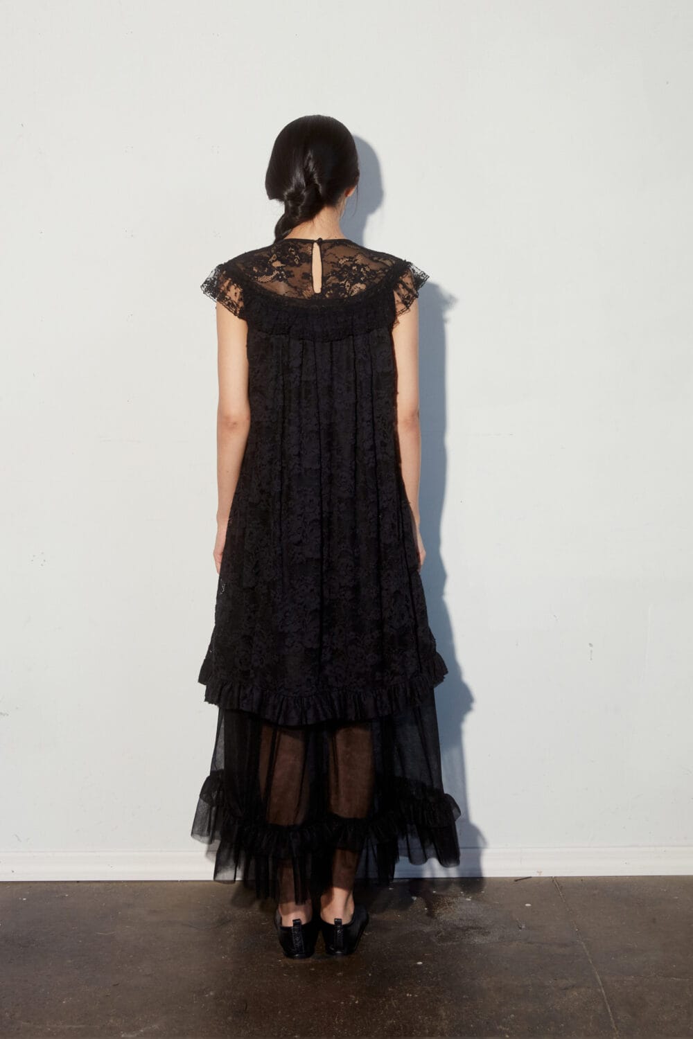 Floral Lace & Tulle Tier Mixed Media Dress - Image 3