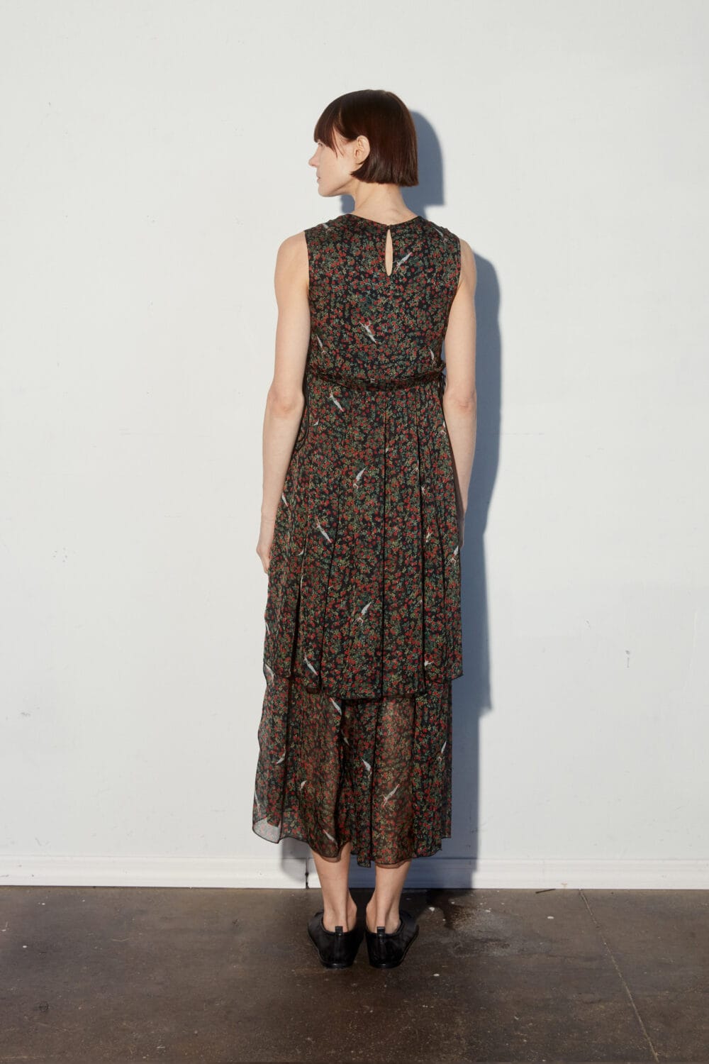 Floral Print Silk Chiffon Shift Dress - Image 3