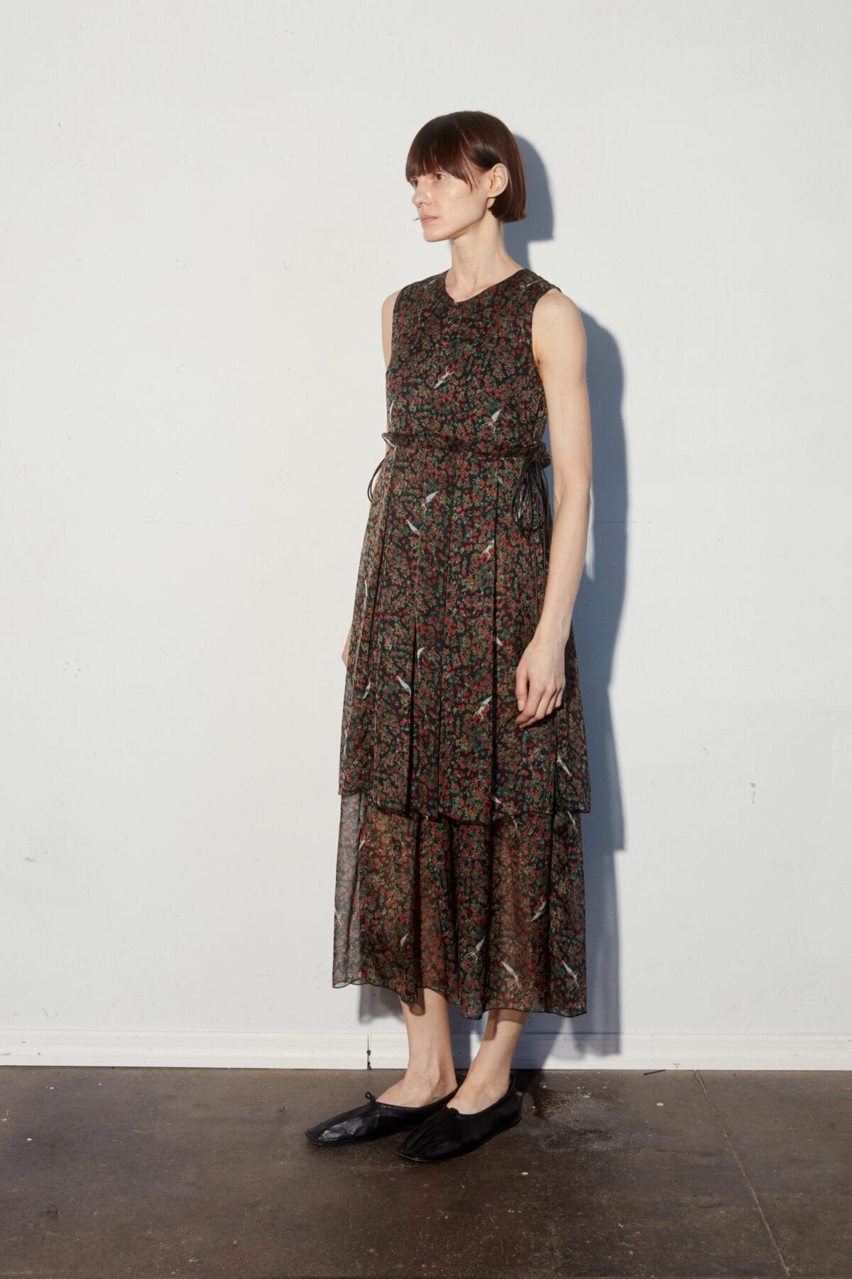 Floral Print Silk Chiffon Shift Dress