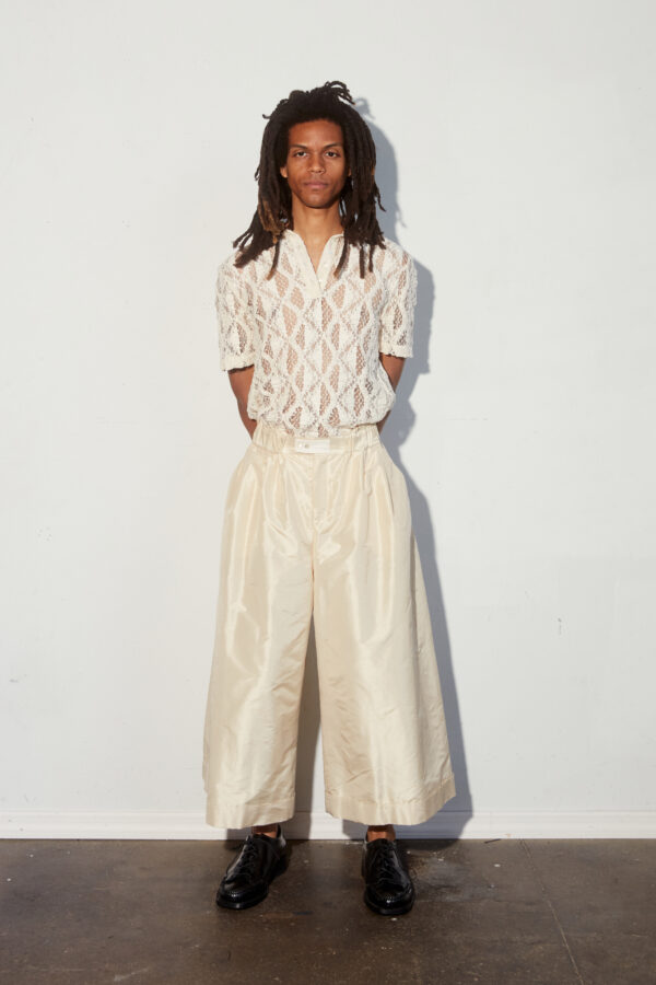 Cream Taffeta Oversized Pant (Mens/Unisex)