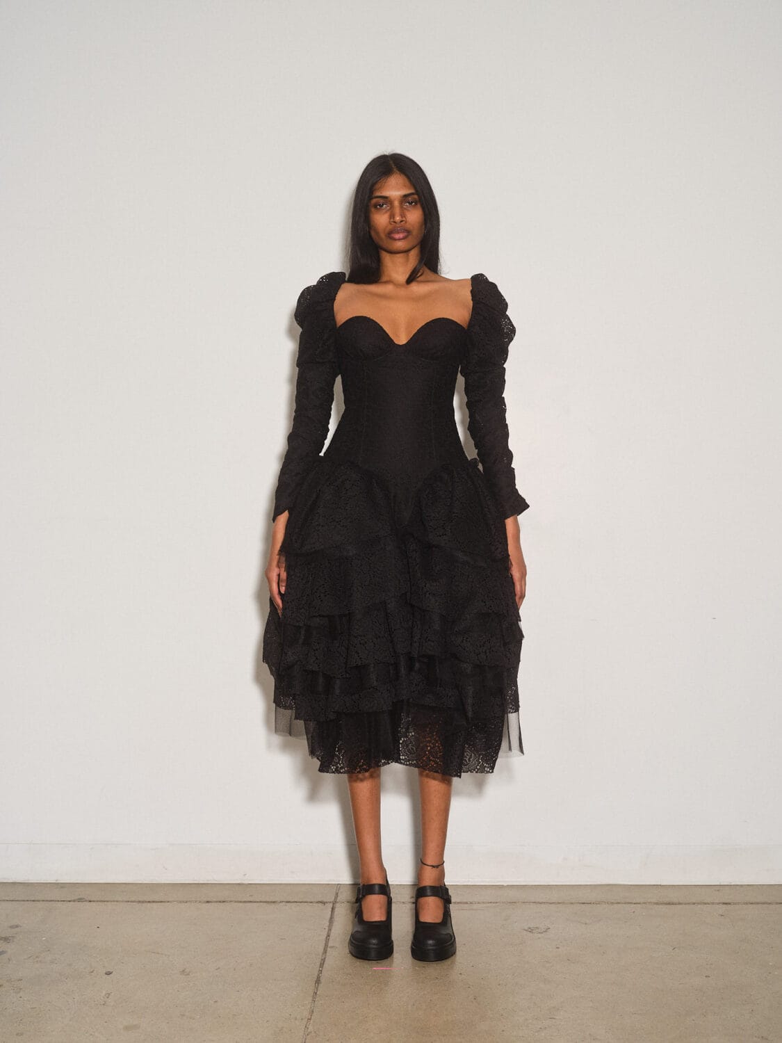 Carnation Lace Corset Ruffle Tier Dress