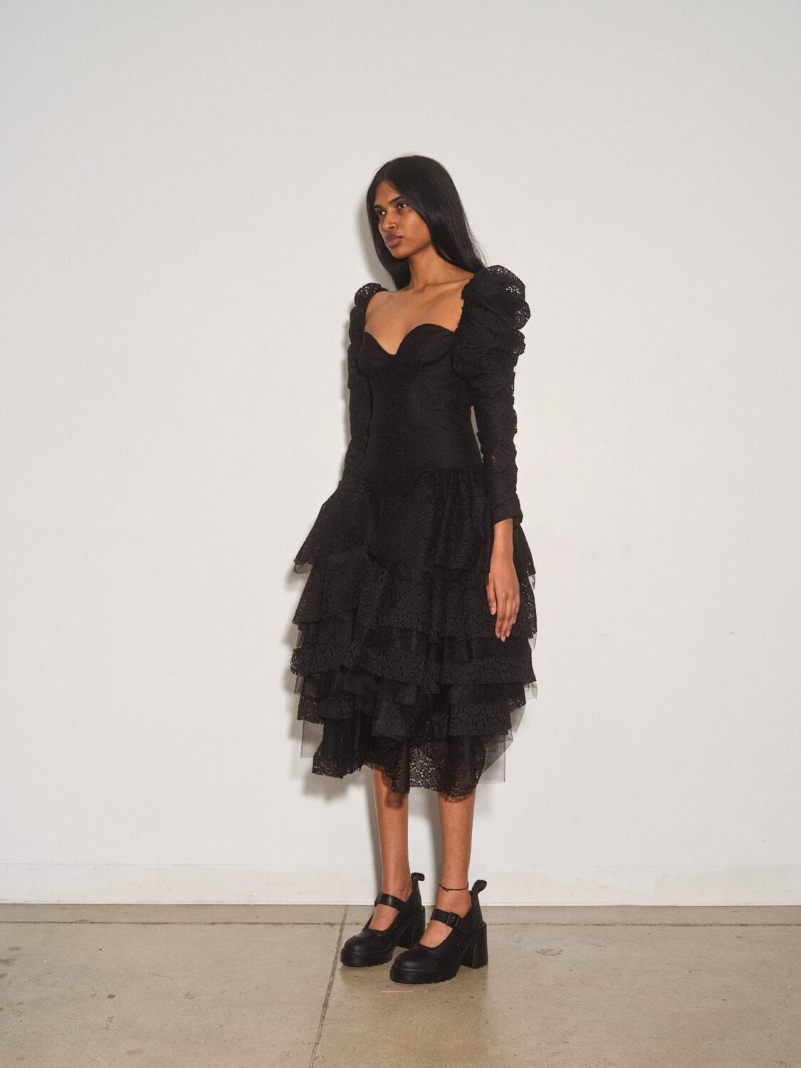 Carnation Lace Corset Ruffle Tier Dress - Image 2