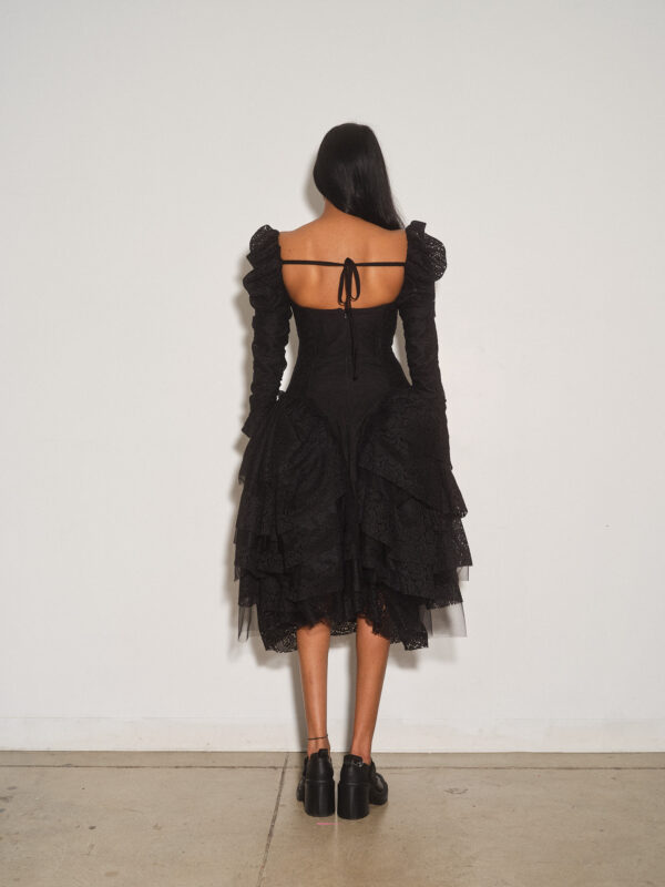 Carnation Lace Corset Ruffle Tier Dress - Image 3