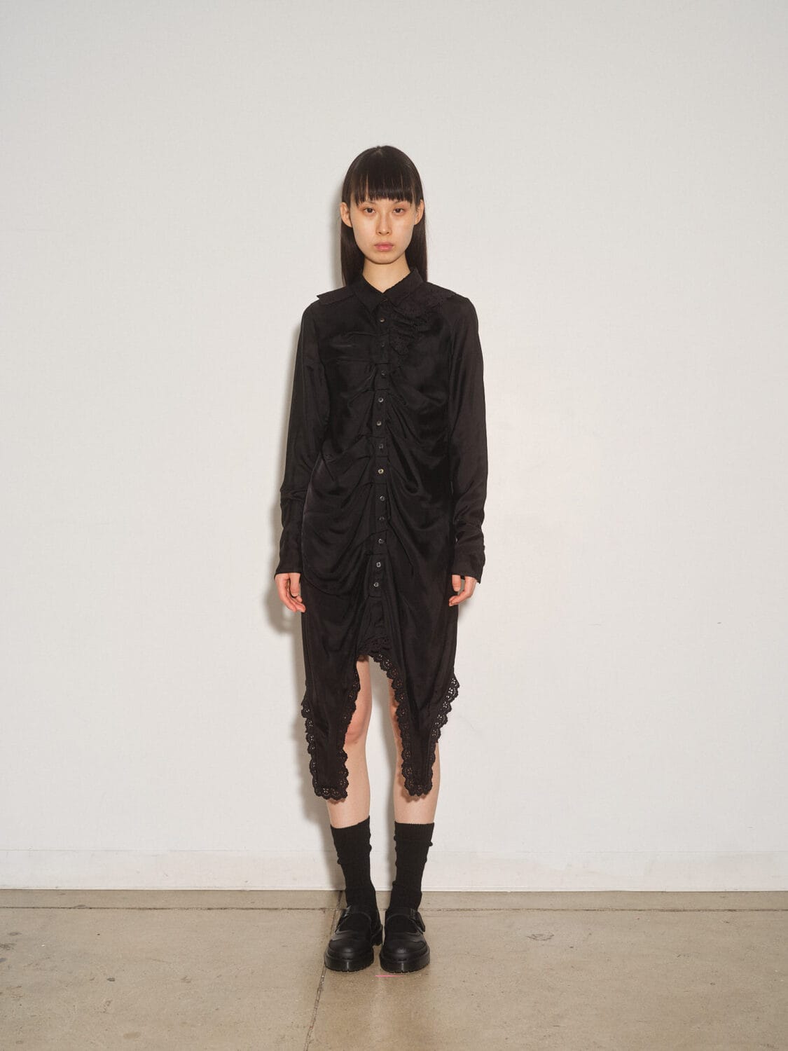 Variated Pleat Dress w/ Trim Detail