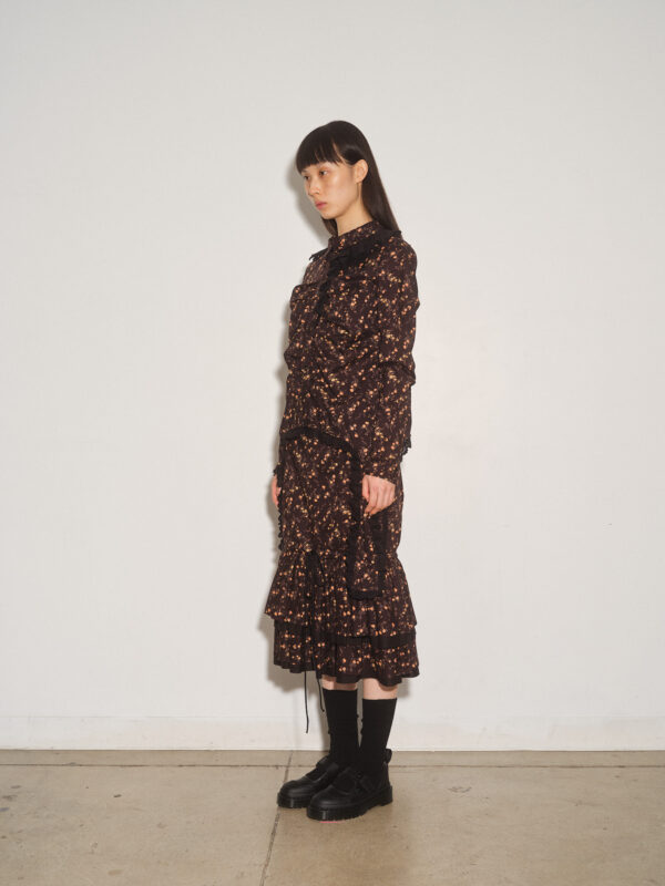 Liberty Print Variated Pleat Blouse w/ Trim Detail - Image 2
