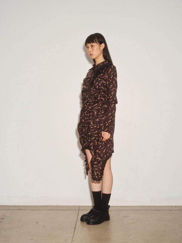Liberty Print Variated Pleat Dress w/ Trim Detail - Image 2