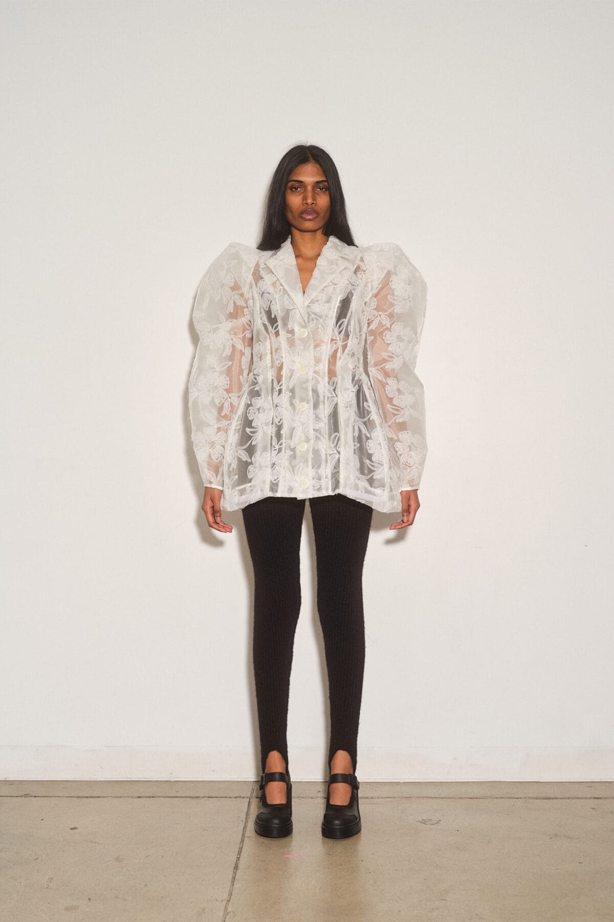 Crinoline Cross Pleat Sleeve Double Blazer