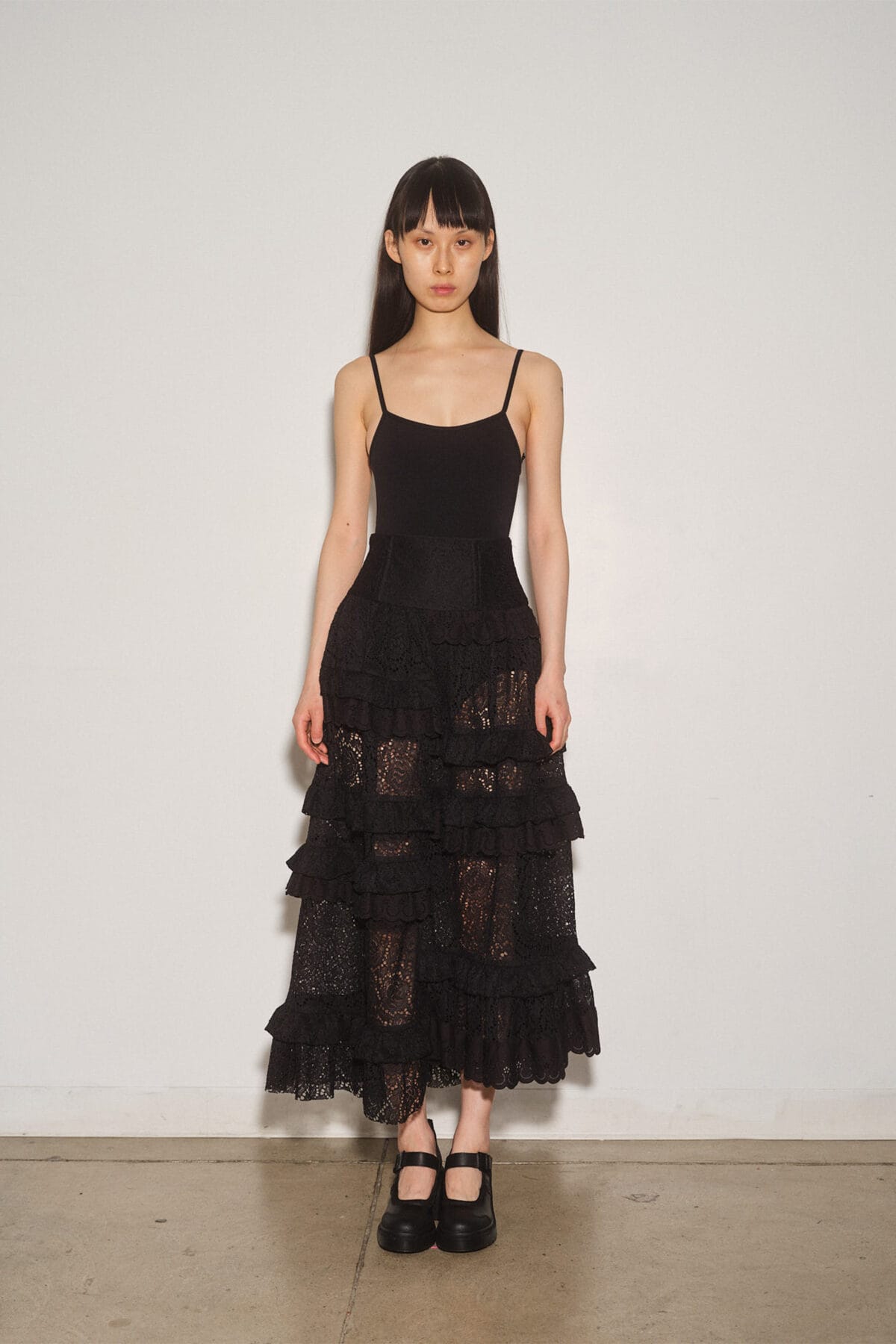 Carnation Lace Shifted Ruffle Skirt