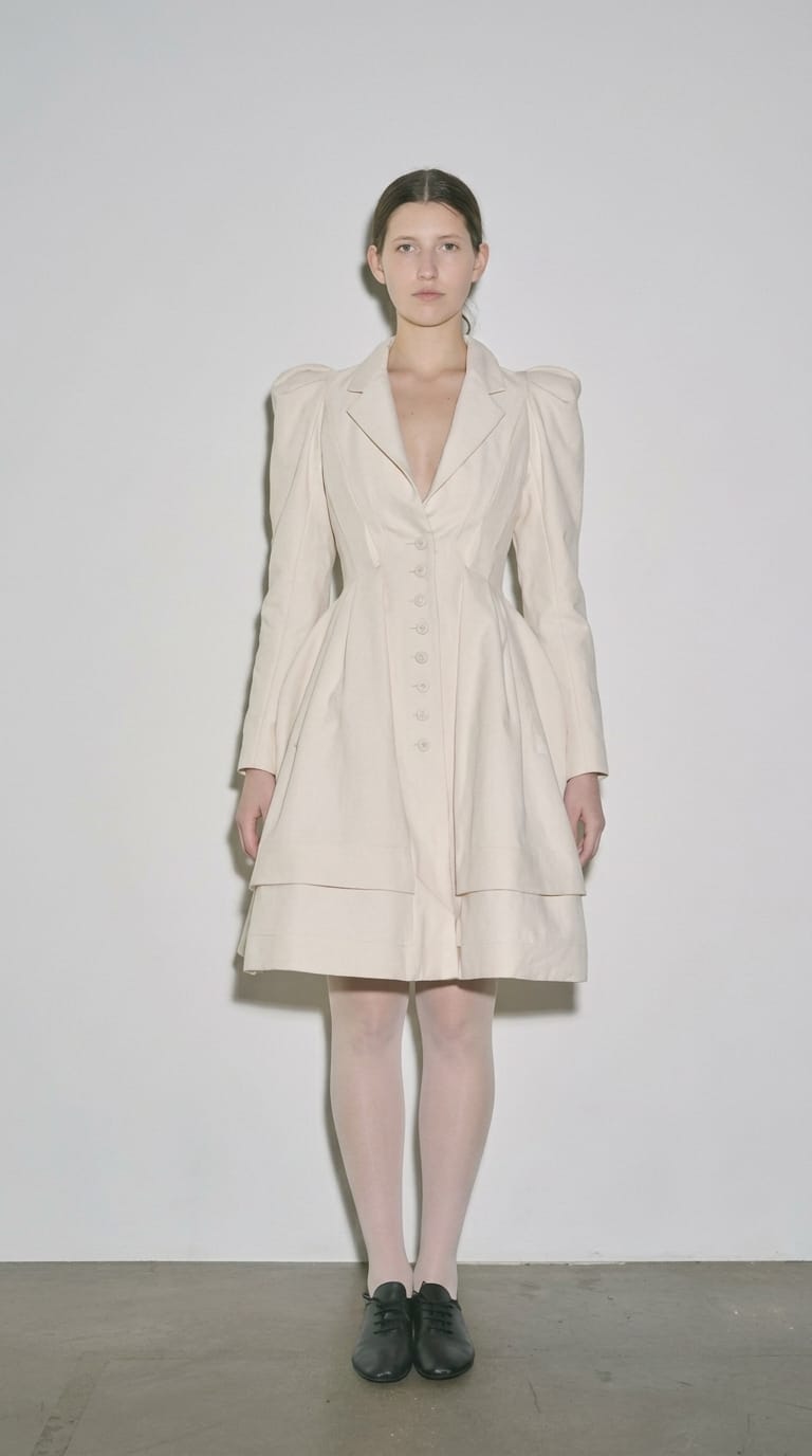 Jacquard Cocoon Coat w/ Lacing Detail